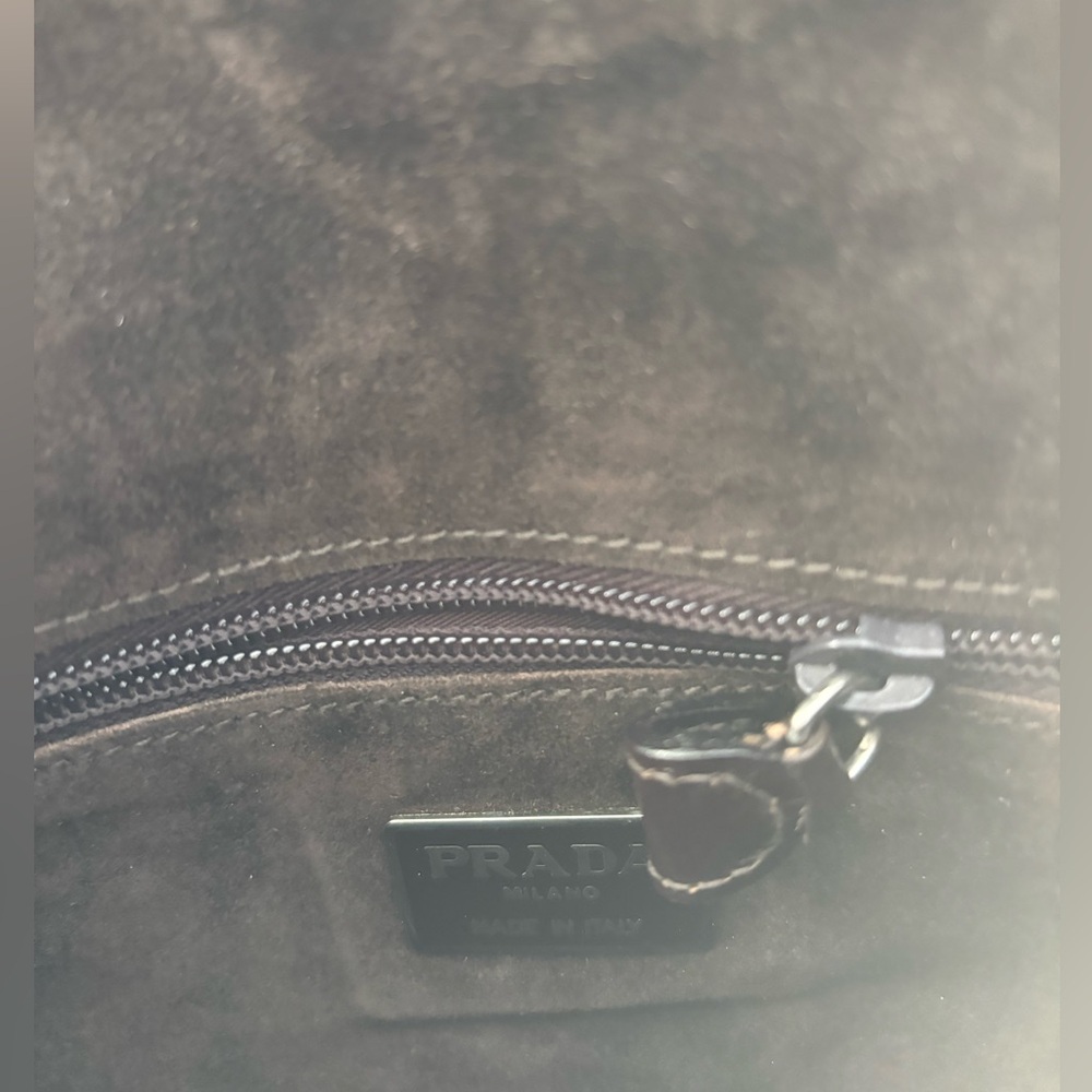 Prada Slim Chocolate Brown Leather Shoulder Bag - Classic Elegant Minimalist - Picture 7 of 13
